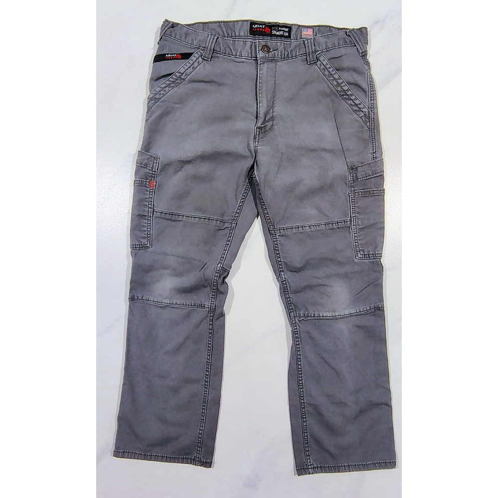 Ariat FR M5 Straight Leg Work Pants Mens 36 x 28 Flame Resistant Cordura Gray